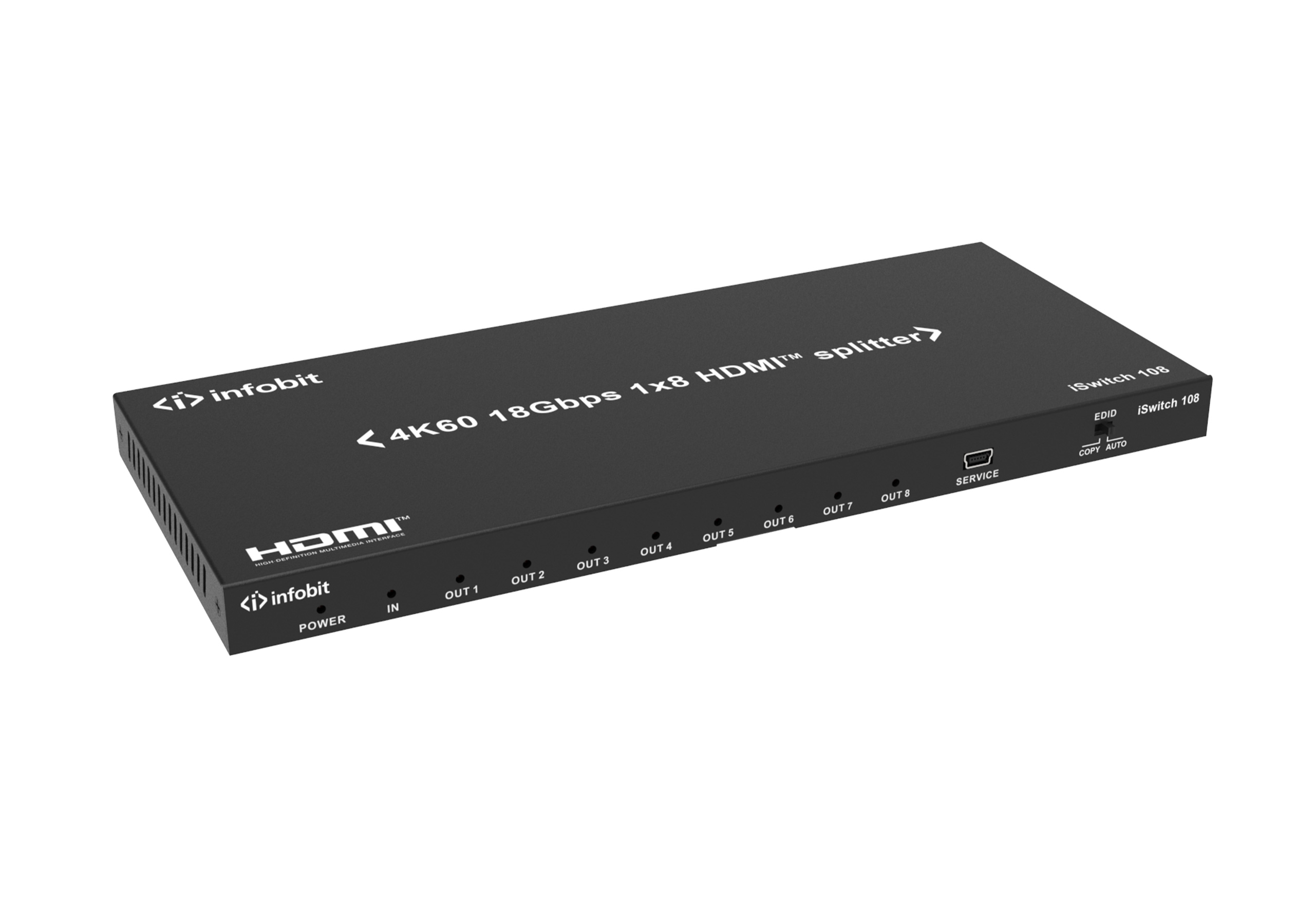 Сплиттер Infobit iSwitch 108 4K60 18Gbps 1x8 HDMI splitter, smart EDID